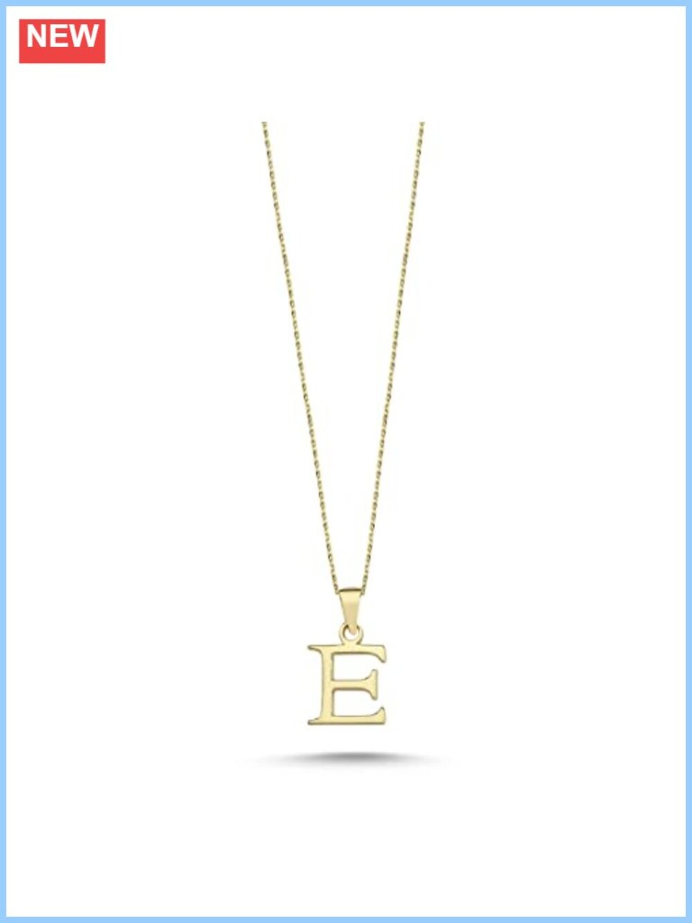 14k Real Gold Dainty Initial Necklace for Women | Letter E Pendant